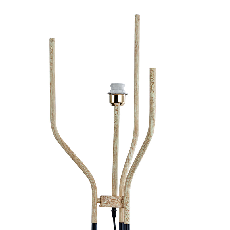 Moderno 1 Light Trigeminal Wood Grain and Column Metal Floor Lamp