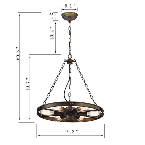 Achos 6 light Wheel Shape Chandelier
