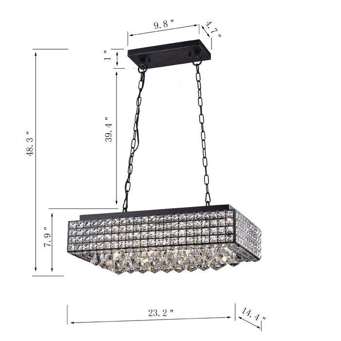 Angelia 8 Light Chandelier- Black
