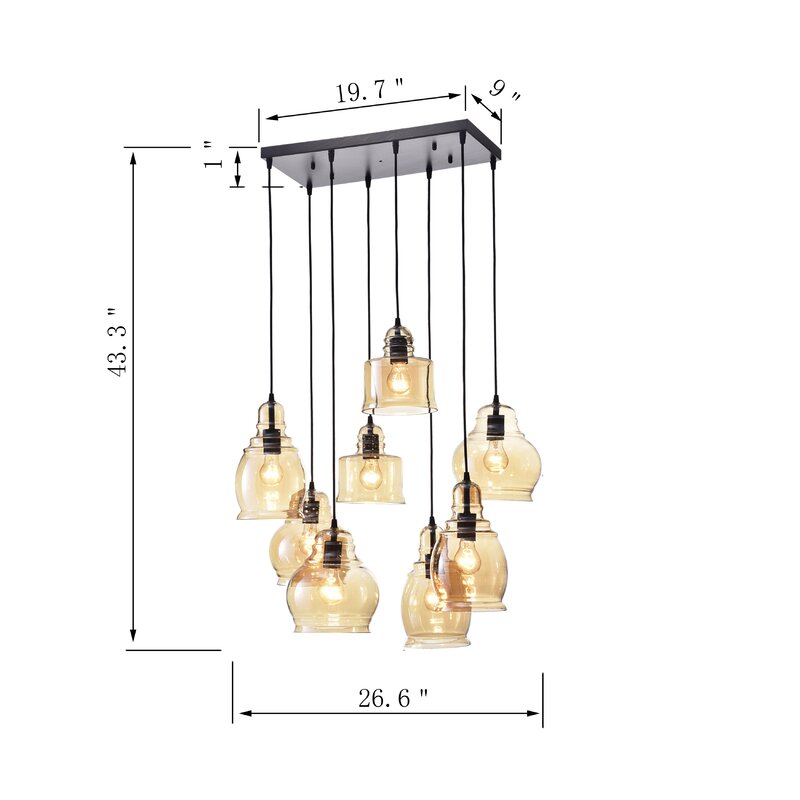 Aegaeon 8 Light Chandelier-Black