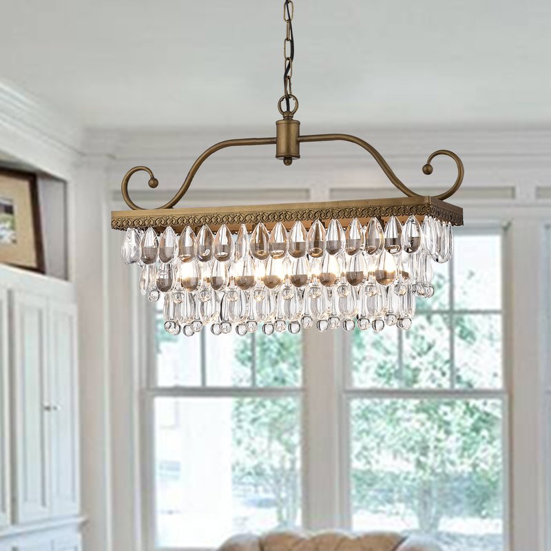 Ladon 4 light Crystal Chandelier- Golden Bronze