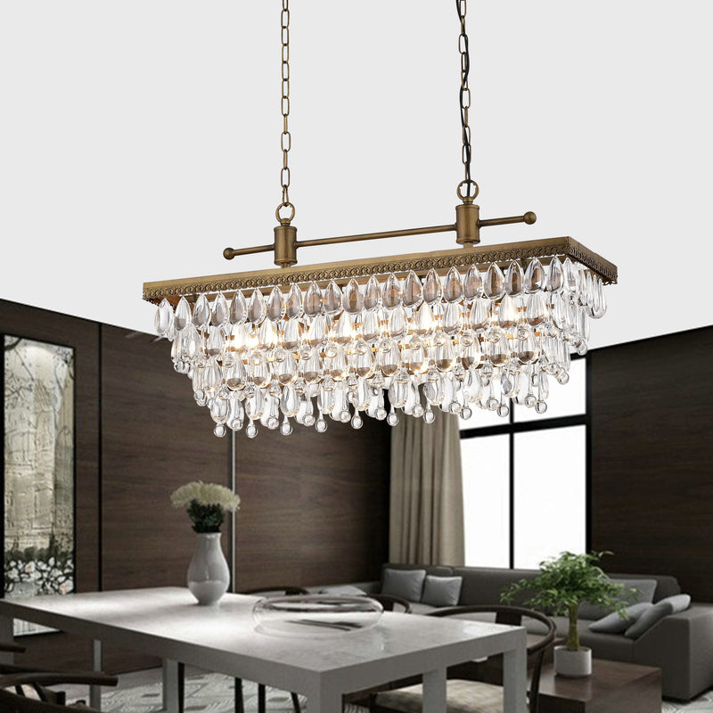 Bythos 4 Light Crystal Chandelier- Golden Bronze