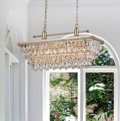 Bythos 4 Light Crystal Chandelier- Antique Silver