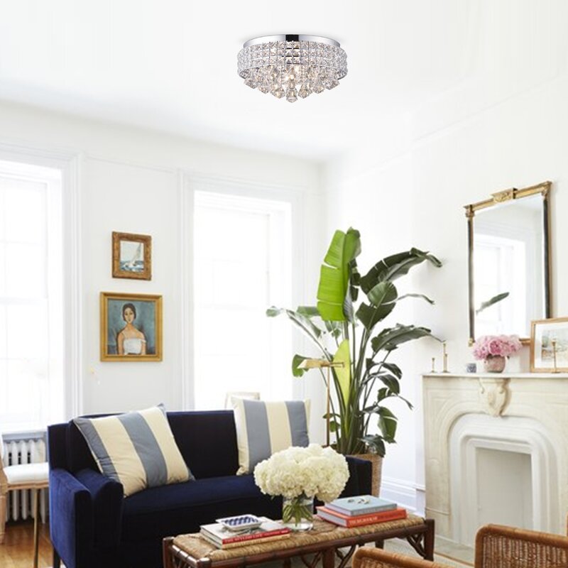 Aello 4 Light Crystal Flush Mount- Chrome