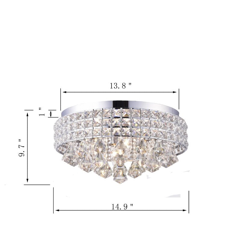 Aello 4 Light Crystal Flush Mount- Chrome