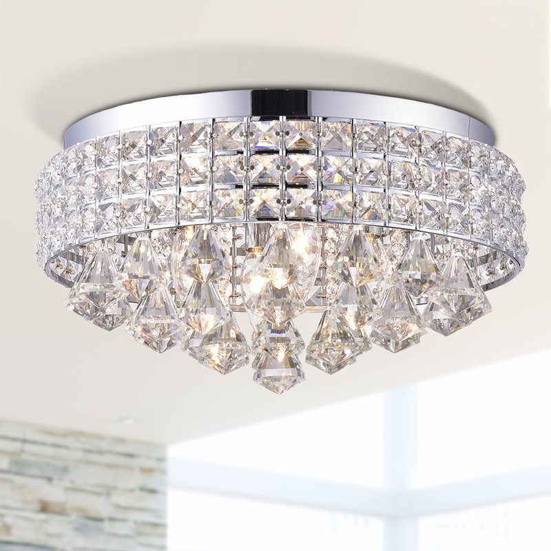 Aello 4 Light Crystal Flush Mount- Chrome