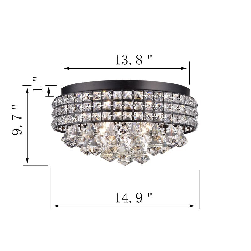 Aello 4 Light Crystal Flush Mount - Brownish Black
