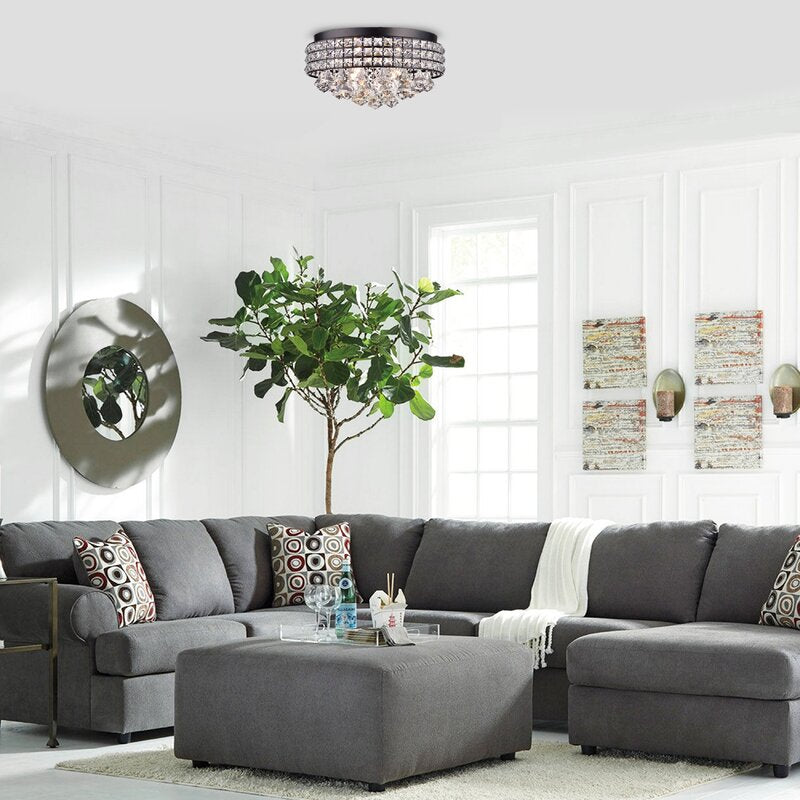 Aello 4 Light Crystal Flush Mount - Brownish Black