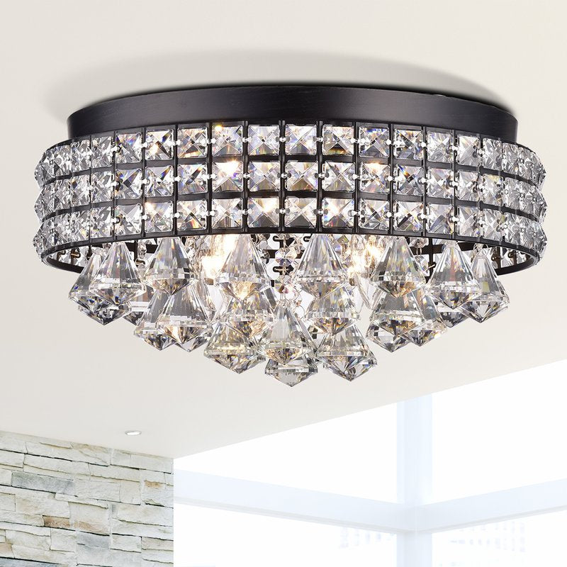 Aello 4 Light Crystal Flush Mount - Brownish Black