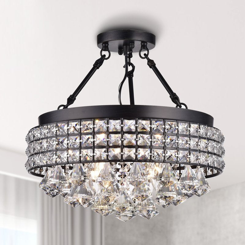 Aello 4 Light Crystal Semi Flush Mount