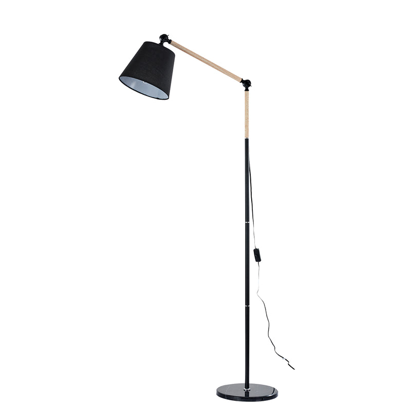 1 light Wood Grain and Black Finish Adjustable Task Floor Lamp