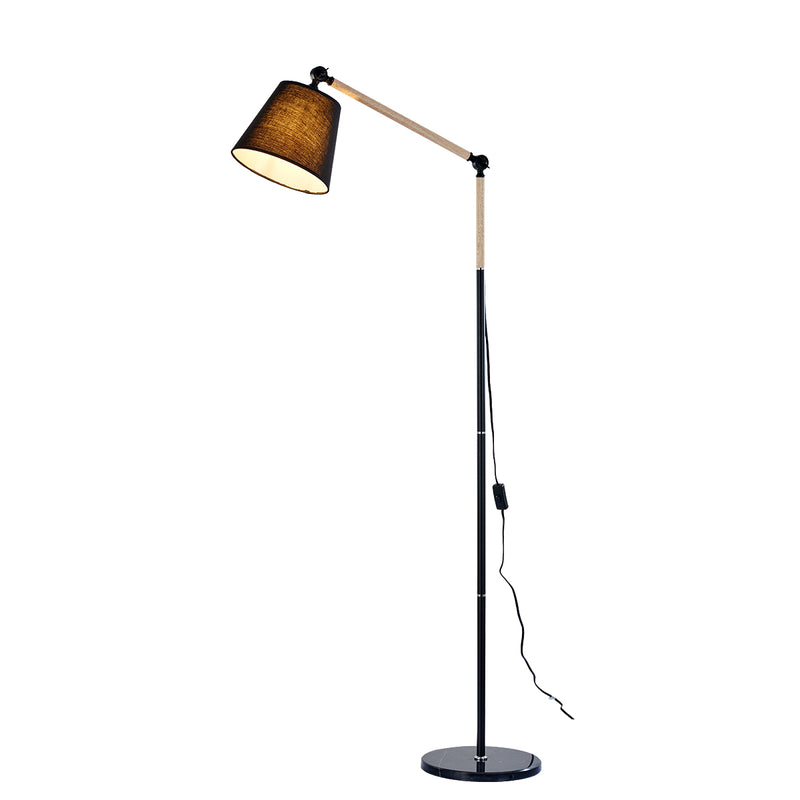 1 light Wood Grain and Black Finish Adjustable Task Floor Lamp