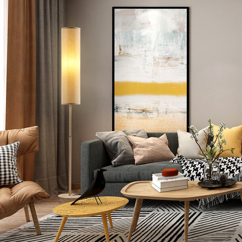 Moderno   1 Light Cylinder Wood Grain Finish Floor Lamp