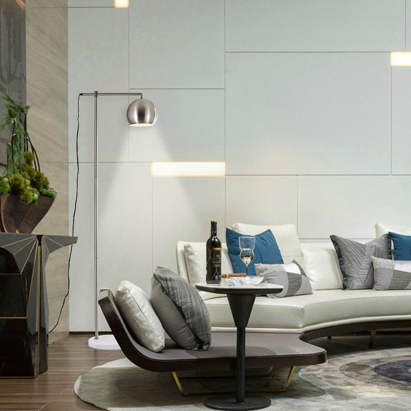 Moderno   1 Light Brushed Chrome Task Floor Lamp