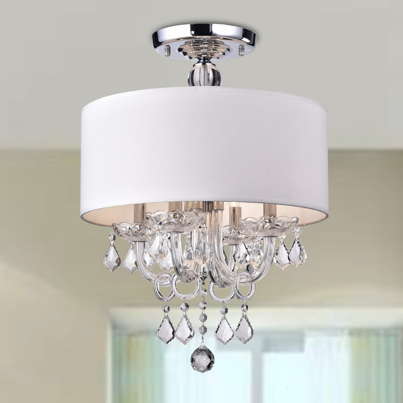 Astraeus 4 Light Semi-Flush Drum Chandelier- White