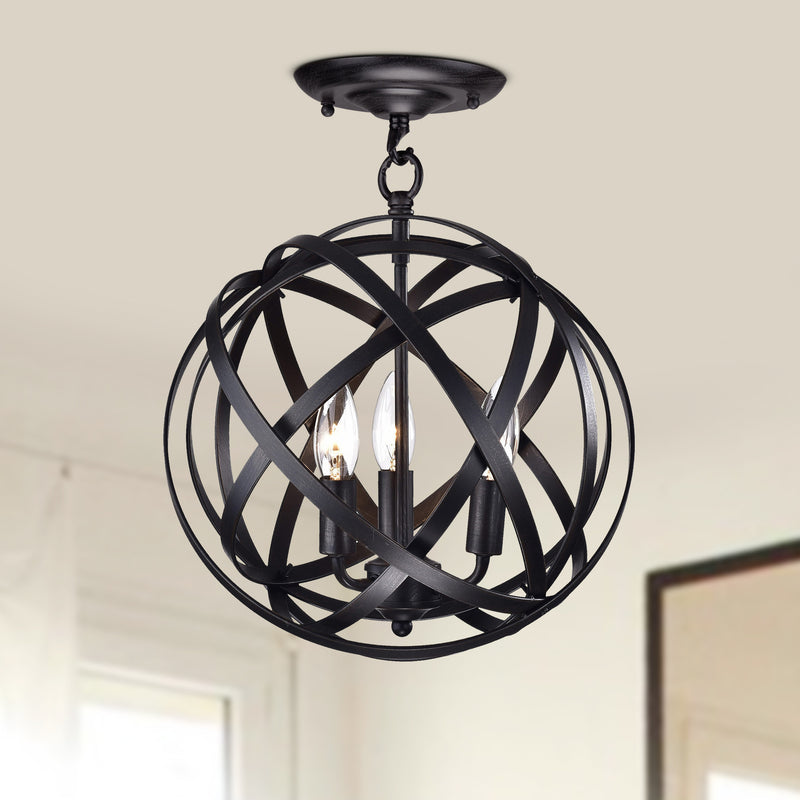 Metis 3 Light Semi-Flush  Globe Pendant
