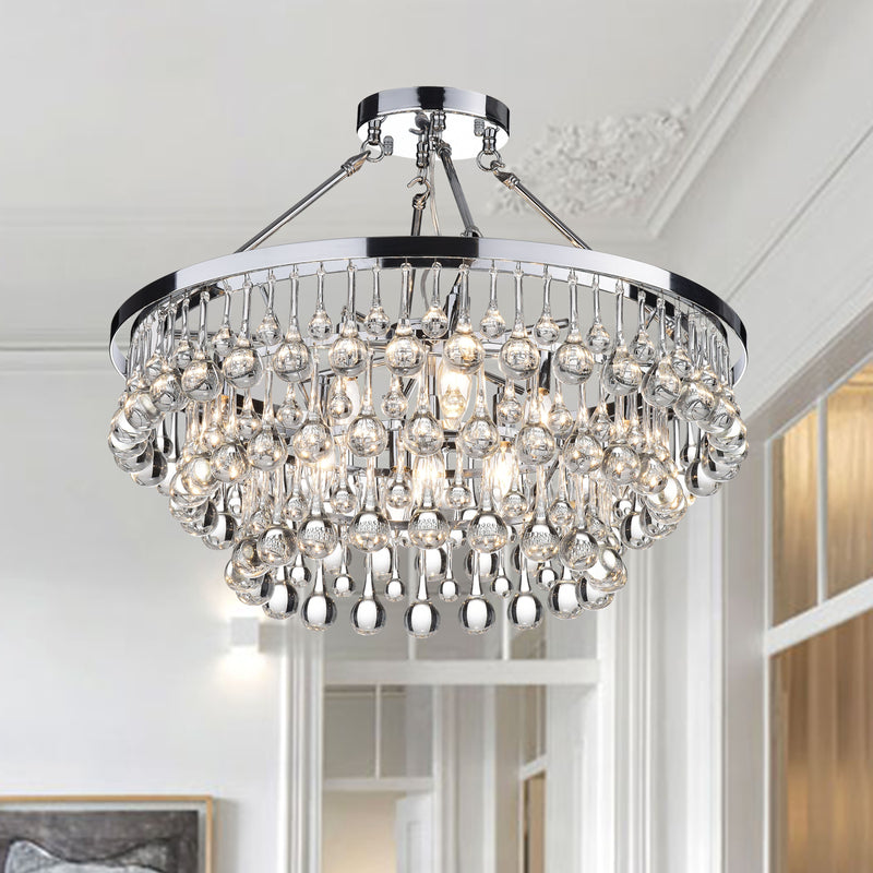 Kakia 9 Light Semi-Flush Mount- Chrome